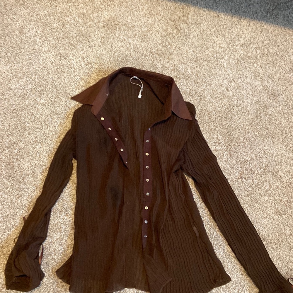Long sleeve sheer brown
